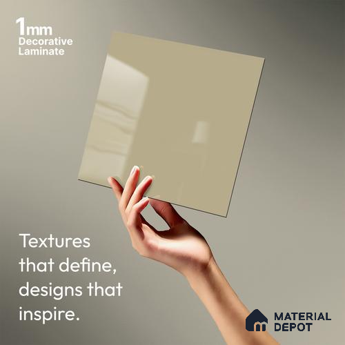 Warm Beige Solid Colors Look LM 03804 (162 CORE HG) 8 ft x 4 ft High Gloss Finish Decorative Laminate - 1 mm | Suitable for Living Room, Kitchen, Office