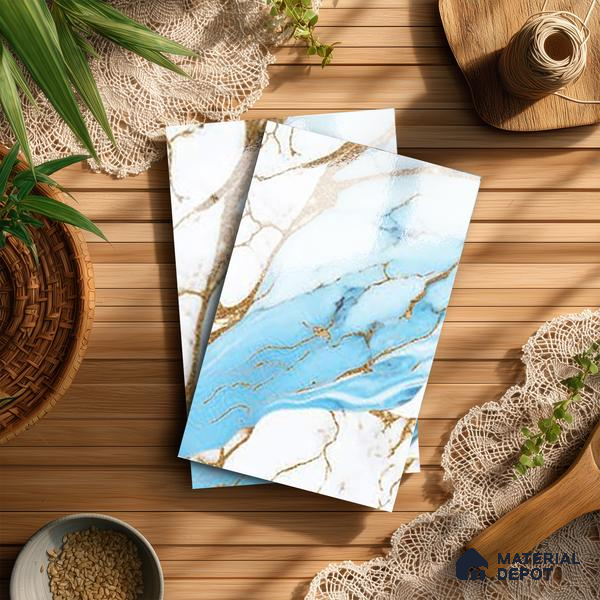 White Marble Look LM 20109 8 ft x 4 ft Glossy Finish Decorative Laminate - 1 mm | Suitable for TV Unit, Wardrobe, Kitchen Cabinets