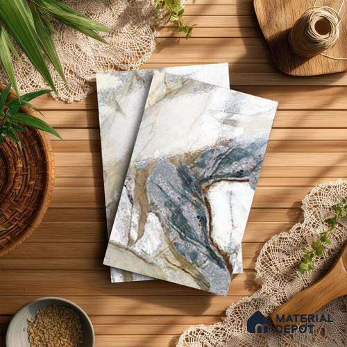 Grey Marble Look LM 20111 8 ft x 4 ft Glossy Finish Decorative Laminate - 1 mm | Suitable for TV Unit, Wardrobe, Kitchen Cabinets