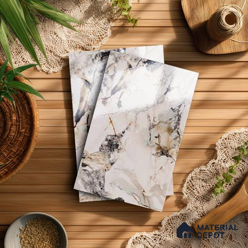 Beige Marble Look LM 20116 8 ft x 4 ft Glossy Finish Decorative Laminate - 1 mm | Suitable for TV Unit, Wardrobe, Kitchen Cabinets