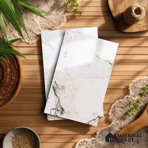 Beige Marble Look LM 20119 8 ft x 4 ft Glossy Finish Decorative Laminate - 1 mm | Suitable for TV Unit, Wardrobe, Kitchen Cabinets