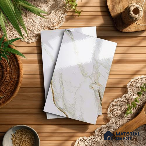 Beige Marble Look LM 20121 8 ft x 4 ft Glossy Finish Decorative Laminate - 1 mm | Suitable for TV Unit, Wardrobe, Kitchen Cabinets