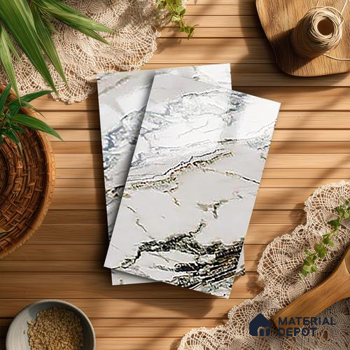 Beige Marble Look LM 20123 8 ft x 4 ft Glossy Finish Decorative Laminate - 1 mm | Suitable for TV Unit, Wardrobe, Kitchen Cabinets