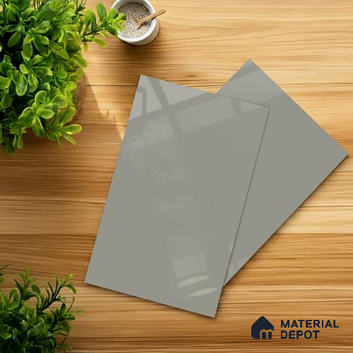 Grey Solid Colors look 2B4139 A 8 Misty Cloud 8 ft x 4 ft Glossy Finish Decorative Laminate - 1 mm | Suitable for Living Room, Kitchen, Office | Matching Edgeband 3001 HG from E3