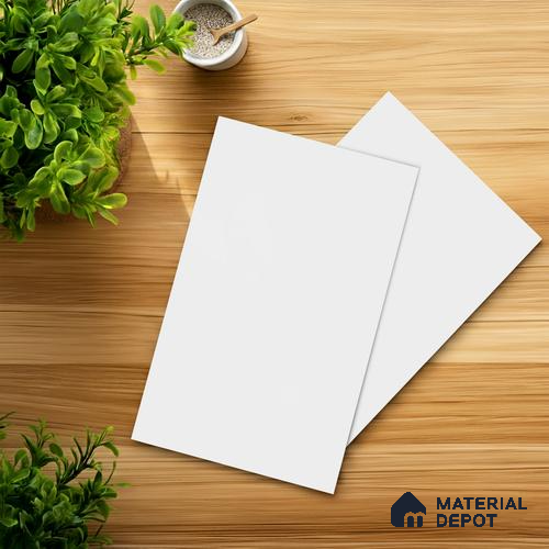 White Solid Colors look 2BBR 4133 A 155 Snowy White 8 ft x 4 ft Matte Finish Decorative Laminate - 1 mm | Suitable for Living Room, Kitchen, Office | Matching Edgeband 1101 from E3