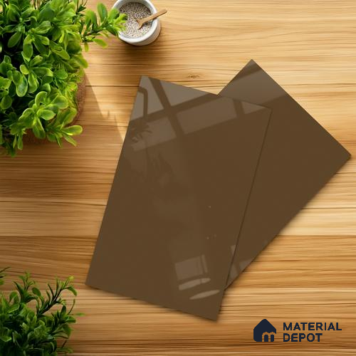 Brown Solid Colors look 2B4141 A 8 Wood Bark 8 ft x 4 ft Glossy Finish Decorative Laminate - 1 mm | Suitable for Living Room, Kitchen, Office | Matching Edgeband 10112 SHGL from Prism