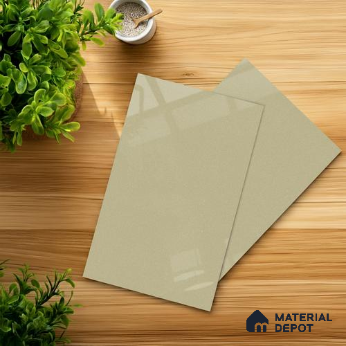Beige Solid Colors look 2B8062 A 8 Clay Mist 8 ft x 4 ft Glossy Finish Decorative Laminate - 1 mm | Suitable for Living Room, Kitchen, Office | Matching Edgeband 1054 from E3