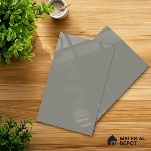 Grey Solid Colors look 2B8064 A 8 Steel Dust 8 ft x 4 ft Glossy Finish Decorative Laminate - 1 mm | Suitable for Living Room, Kitchen, Office | Matching Edgeband 75638 from Rehau