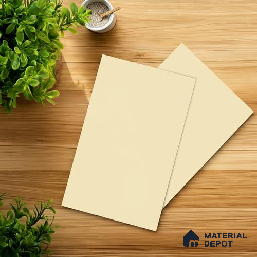 Beige Solid Colors look 2BBR 8050 A 155 Pearl White 8 ft x 4 ft Matte Finish Decorative Laminate - 1 mm | Suitable for Living Room, Kitchen, Office | Matching Edgeband 1020 from E3