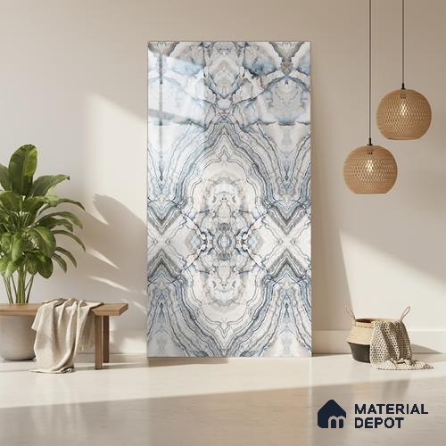 Beige Marble Look LM 20128 8 ft x 4 ft Glossy Finish Decorative Laminate - 1 mm | Suitable for TV Unit, Wardrobe, Kitchen Cabinets
