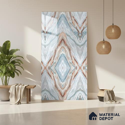 Beige Marble Look LM 20131 8 ft x 4 ft Glossy Finish Decorative Laminate - 1 mm | Suitable for TV Unit, Wardrobe, Kitchen Cabinets