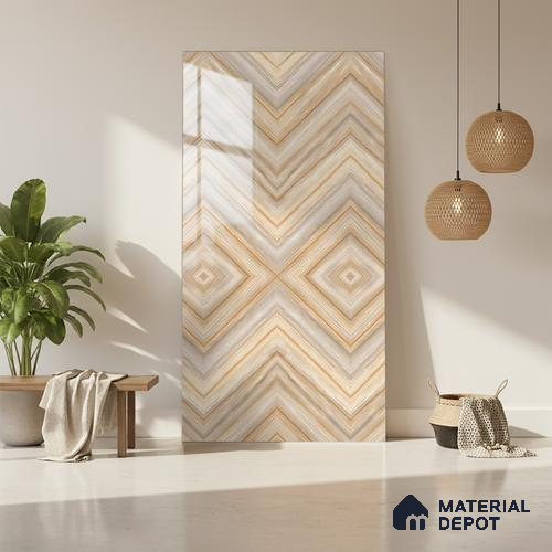 Brown Marble Look LM 20134 8 ft x 4 ft Glossy Finish Decorative Laminate - 1 mm | Suitable for TV Unit, Wardrobe, Kitchen Cabinets