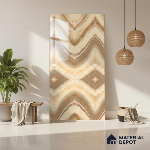 Brown Marble Look LM 20137 8 ft x 4 ft Glossy Finish Decorative Laminate - 1 mm | Suitable for TV Unit, Wardrobe, Kitchen Cabinets
