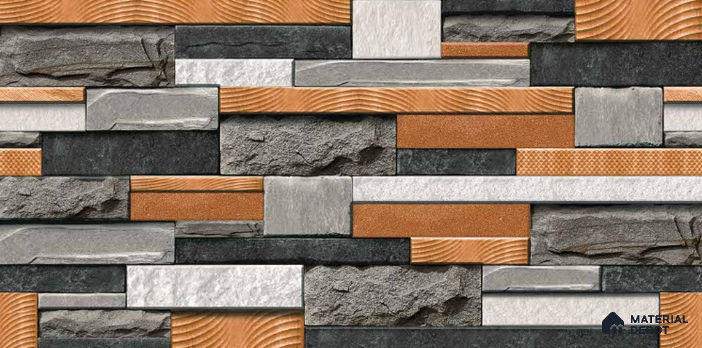 TL 02438 Ash Grey and Brown 300x600 mm Sugar Finish Ceramic Elevation Wall Tile - 8 mm