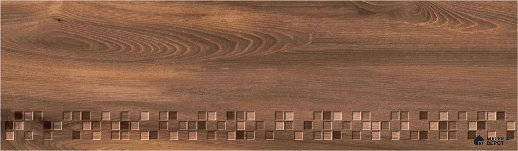 Wood Floor Tile TL 02560 D Terra Brown Step 3 ft x 1 ft Vitrified Matte Finish Tile - 9 mm