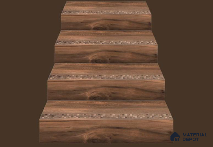 Wood Floor Tile TL 02560 D Terra Brown Riser 3 ft x 8 inch Vitrified Matte Finish Tile - 9 mm