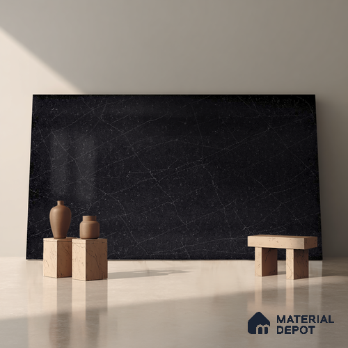 Belina Quartz QR 00016 Noir Astral Regalia Series 11.42 ft x 6.58 ft Quartz - 20 mm | 10 Years Warranty | Suitable for Kitchen, Restaurant, Counter Tops, Dining, Reception, office