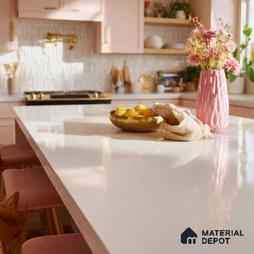 Belina Quartz QR 00020 Frosted Aurora Regalia Series 11.42 ft x 6.58 ft Quartz - 20 mm | 10 Years Warranty | Suitable for Kitchen, Restaurant, Counter Tops, Dining, Reception, office