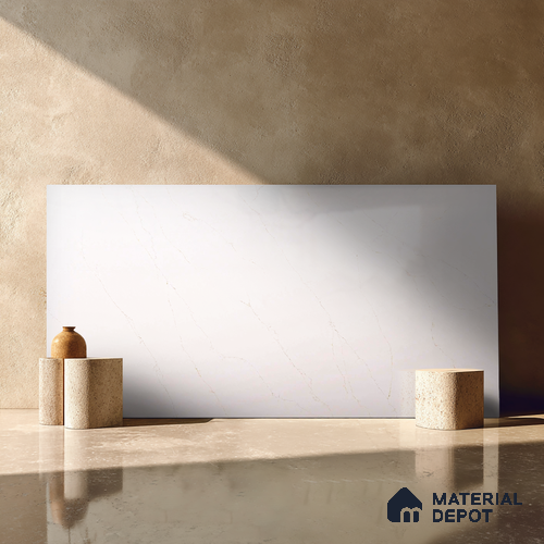 Belina Quartz QR 00030 Lunar Veil Regalia Series 11.42 ft x 6.58 ft Quartz - 20 mm | 10 Years Warranty | Suitable for Kitchen, Restaurant, Counter Tops, Dining, Reception, office
