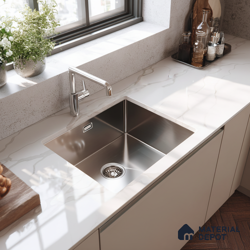 Belina Quartz QR 00236 Angelique Vein Helsinki Series 11.5 ft x 6.5 ft Quartz - 20 mm | 10 Years of Replacement Warranty | Suitable for Kitchen, Restaurant, Counter Tops, Dining, Reception, office