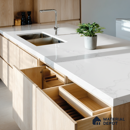 Belina Quartz QR 00080 Diana Mist Viola Series 10.75 ft x 5.42 ft Quartz - 20 mm | 7 Years Warranty | Suitable for Kitchen, Restaurant, Counter Tops, Dining, Reception, office