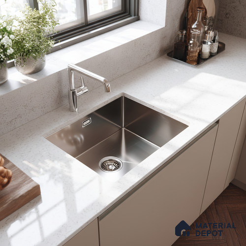 Belina Quartz QR 00081 Carrara Mist Viola Series 10.75 ft x 5.42 ft Quartz - 20 mm | 7 Years Warranty | Suitable for Kitchen, Restaurant, Counter Tops, Dining, Reception, office