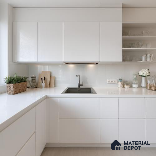 Belina Quartz QR 00104 Arctic Veil Viola Series 10.76 ft x 5.41 ft Quartz - 20 mm | 7 Years Warranty | Suitable for Kitchen, Restaurant, Counter Tops, Dining, Reception, office