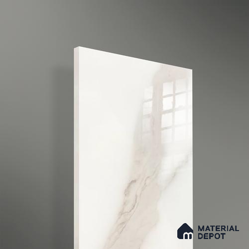 Ferrero 1B 0717 White Bianco 8 ft x 4 ft Marble Series High Gloss Finish Acrylic Laminate - 1.5 mm (LM 01109) | Matching Edgeband Code - 717 |  Suitable for TV Unit, Wardrobe, Kitchen Cabinets