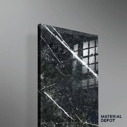 Ferrero 1B 0718 Negro Marquina 8 ft x 4 ft Marble Series High Gloss Finish Acrylic Laminate - 1.5 mm (LM 01110) | Matching Edgeband Code - 718 |  Suitable for TV Unit, Wardrobe, Kitchen Cabinets