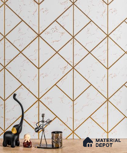 White Patterned Decorative Wall Panel PN 02835 8 ft x 2 ft Charcoal Panel - 4 mm | Suitable for Feature Wall, TV Unit & Living Room | Width is Subjected to 5% Variation