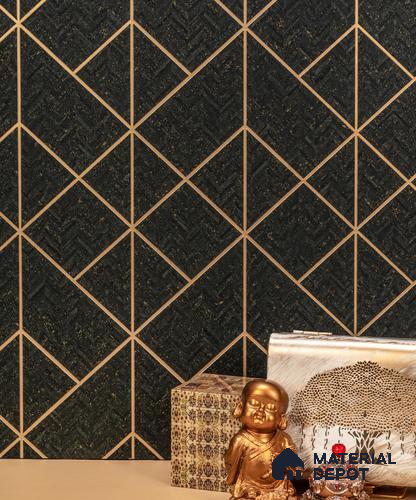 Black Patterned Decorative Wall Panel PN 02833 8 ft x 2 ft Charcoal Panel - 4 mm | Suitable for Feature Wall, TV Unit & Living Room | Width is Subjected to 5% Variation