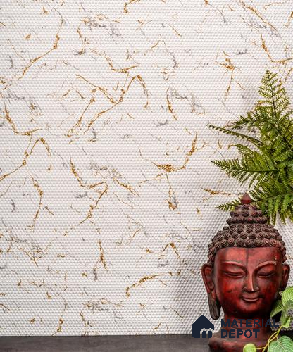 White Marble Decorative Wall Panel PN 02832 8 ft x 2 ft Charcoal Panel - 4 mm | Suitable for Feature Wall, TV Unit & Living Room | Width is Subjected to 5% Variation