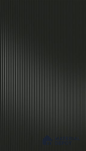 Iron Shadow Black Fluted Solid Color 1D 05211 Iron Shadow 8 ft x 4 ft High Gloss Finish Acrylic Laminate - 2.3 mm | Suitable for TV Unit,Wardrobe, Kitchen Cabinets