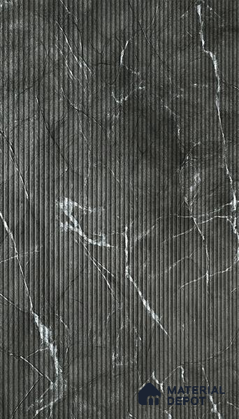Marble Fluted 1D 05275 Midnight Flutes 8 ft x 4 ft High Gloss Finish Acrylic Laminate - 2.3 mm | Suitable for TV Unit,Wardrobe, Kitchen Cabinets