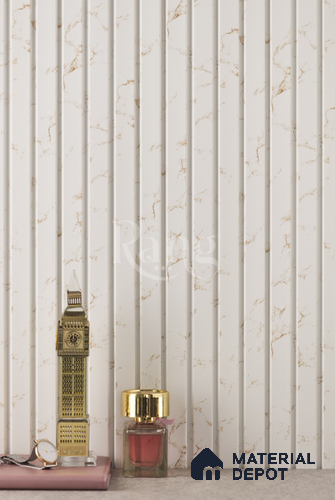 Beige Marble Louver PN 02786 9 ft x 4.9 inch Charcoal Panel - 12 mm | Suitable for Feature Wall, TV Unit & Living Room | Width is Subjected to 5% Variation