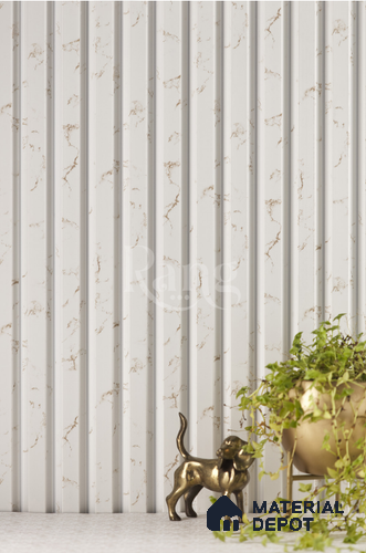 White Marble Louver PN 02794 9 ft x 4.7 inch Charcoal Panel - 15 mm | Suitable for Feature Wall, TV Unit & Living Room | Width is Subjected to 5% Variation