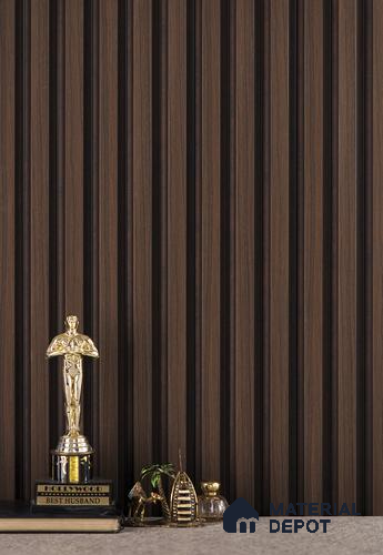 Brown Wooden Louver PN 02822 9 ft x 4.7 inch Charcoal Panel - 15 mm | Suitable for Feature Wall, TV Unit & Living Room | Width is Subjected to 5% Variation