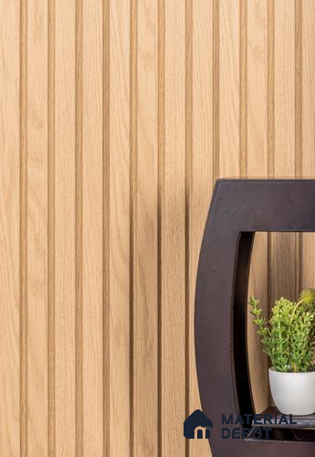 Cream Wooden Louver PN 02809 9 ft x 4.9 inch Charcoal Panel - 12 mm | Suitable for Feature Wall, TV Unit & Living Room | Width is Subjected to 5% Variation