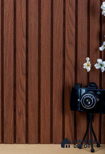 Brown Wooden Louver PN 02797 9 ft x 6.5 inch Charcoal Panel - 12 mm | Suitable for Feature Wall, TV Unit & Living Room | Width is Subjected to 5% Variation