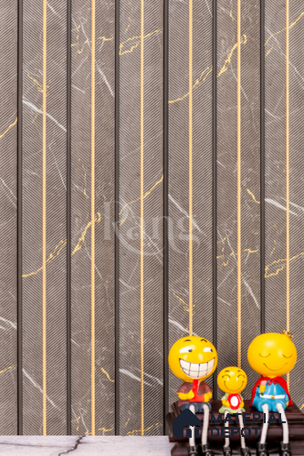 Brown Marble Louver PN 02775 9 ft x 7.9 inch Charcoal Panel - 12 mm | Suitable for Feature Wall, TV Unit & Living Room | Width is Subjected to 5% Variation