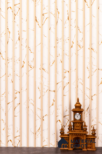 Beige Marble Louver PN 02772 9 ft x 8.3 inch Charcoal Panel - 10 mm | Suitable for Feature Wall, TV Unit & Living Room | Width is Subjected to 5% Variation