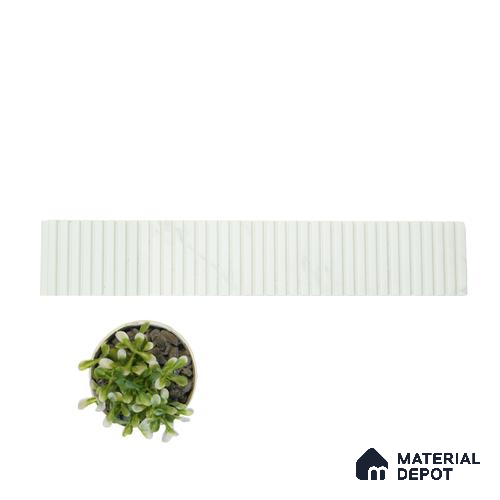Snow White Marble Louver PN 01627 F 8 ft x 12 inch Charcoal Panel - 8 mm | Suitable for Feature Wall, TV Unit & Living Room | Width is Subjected to 5% Variation
