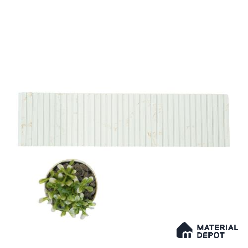 White Marble Louver PN 01627 J 8 ft x 12 inch Charcoal Panel - 8 mm | Suitable for Feature Wall, TV Unit & Living Room | Width is Subjected to 5% Variation