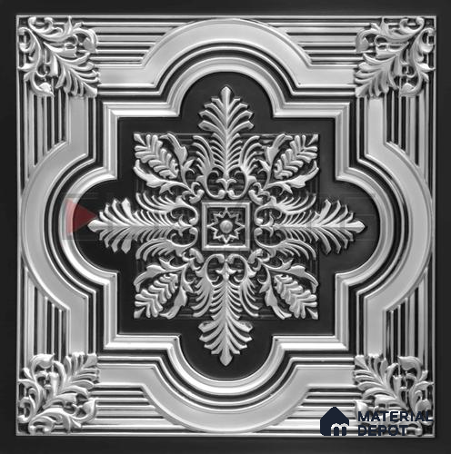 Silver PVC - 8 mm Decorative Wall Panel | 2 ft x 2 ft | 206 Antique Silver | Width is Subjected to 5% Variation