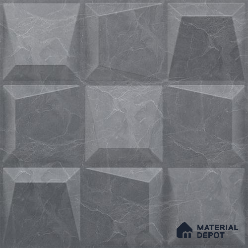 Grey Cubical PVC Matte Finish 3D Wall Panel | 20 in x 20 in | Gray Marble - 15 mm | Suitable for Dining, Feature Wall & TV Unit | Width is Subjected to 5% Variation