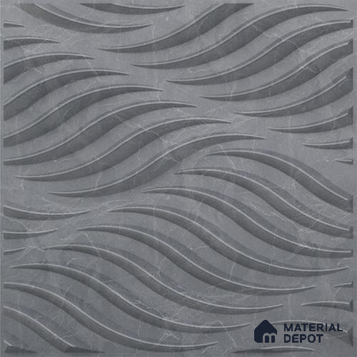 Grey Swirl PVC Matte Finish 3D Wall Panel | 20 in x 20 in | Gray Marble - 15 mm | Suitable for Dining, Feature Wall & TV Unit | Width is Subjected to 5% Variation