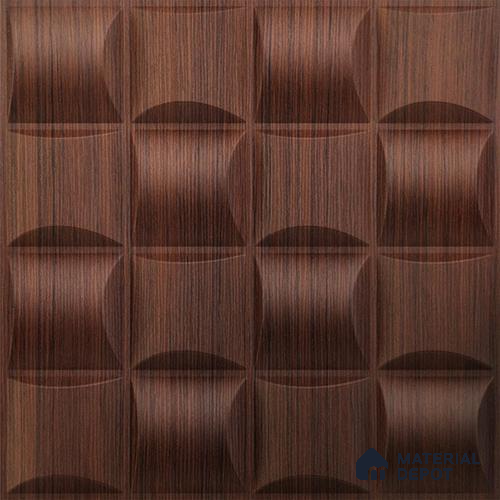 Brown Block PVC Matte Finish 3D Wall Panel | 20 in x 20 in | Walnut Wood - 15 mm | Suitable for Dining, Feature Wall & TV Unit | Width is Subjected to 5% Variation
