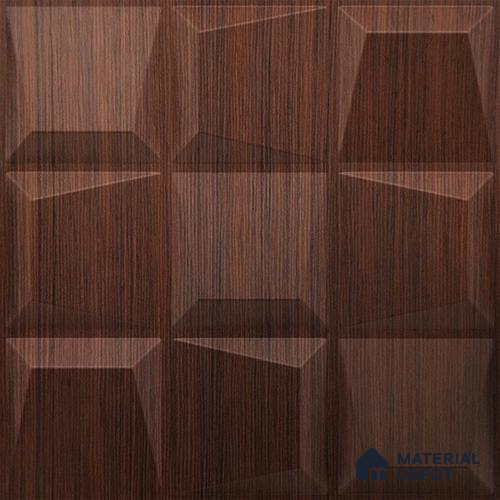 Brown Cubical PVC Matte Finish 3D Wall Panel | 20 in x 20 in | Walnut Wood - 15 mm | Suitable for Dining, Feature Wall & TV Unit | Width is Subjected to 5% Variation