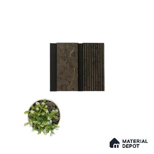 Brown Stone Louver PN 04589 8 ft x 4.9 inch Charcoal Panel - 12 mm | Suitable for Feature Wall, TV Unit & Living Room | Width is Subjected to 5% Variation