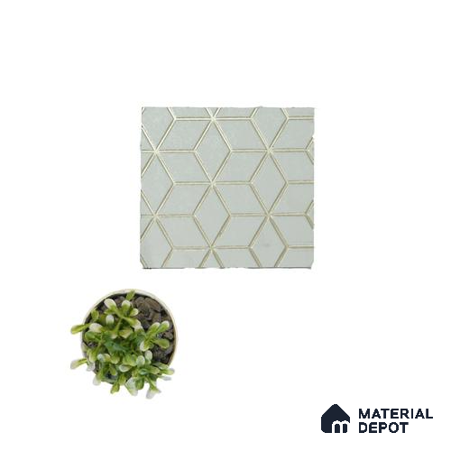 Cream Geometric Look Charcoal Decorative Wall Panel PN 04496 8 ft x 2 ft - 4 mm | Suitable for Feature Wall, TV Unit & Living Room | Width is Subjected to 5% Variation